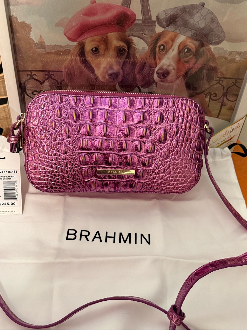 Brahmin Danica Opera Melbourne Metallic Purple Crossbody Bag NWT
